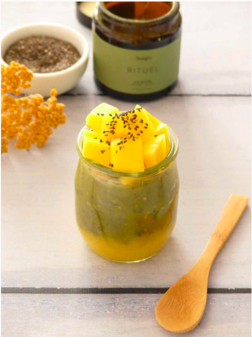 matcha mango chia pudding