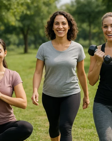 Femme faisant du yoga pour mieux dormir, Marche au coucher du soleil, Exercice de renforcement musculaire pour la vitalité